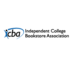 Logo for Independent College Bookstore Association, featuring a blue swoosh and a stylized 'cba' alongside the organization name.